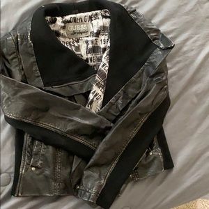 Guess faux leather moto jacket, ladies small